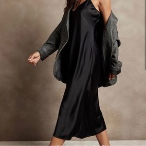 Black silk slip dress